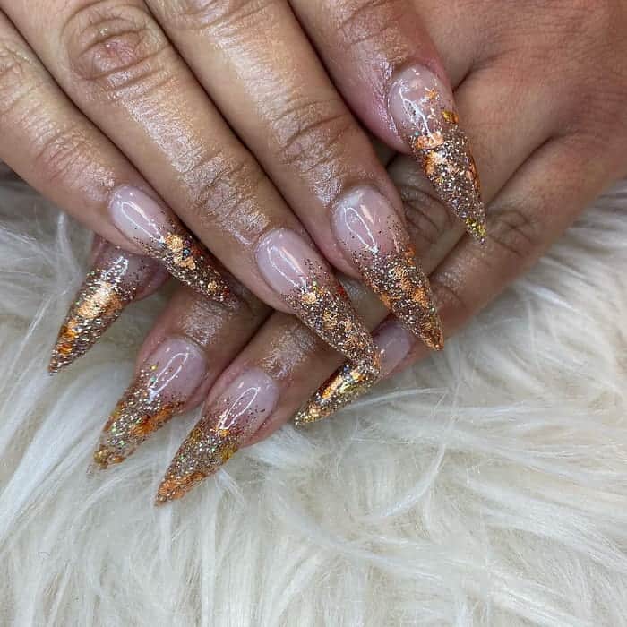clear ombre nails with glitter 