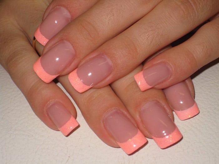 9. Coral and Glitter French Tips - wide 5