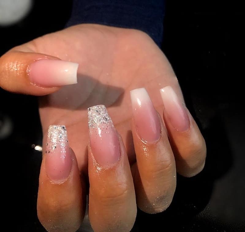 french ombre nails with glitter