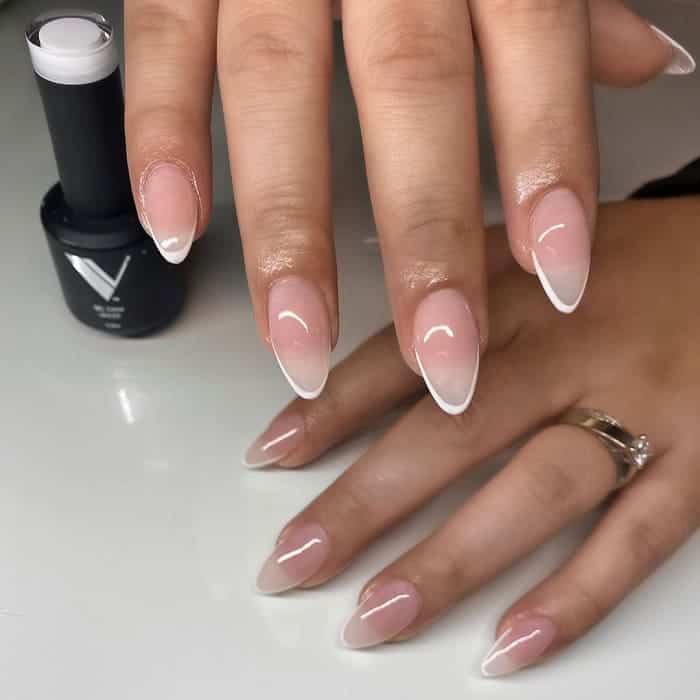 almond nails with french tip