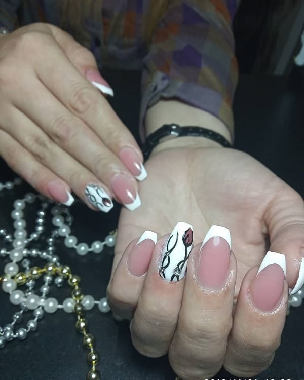 French Tip Coffin Nails