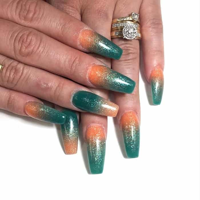 glitter ombre coffin nails