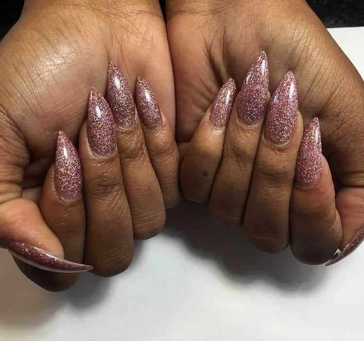 glitter stiletto nails