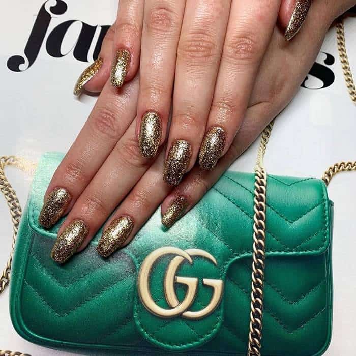 Gold Acrylic Nails