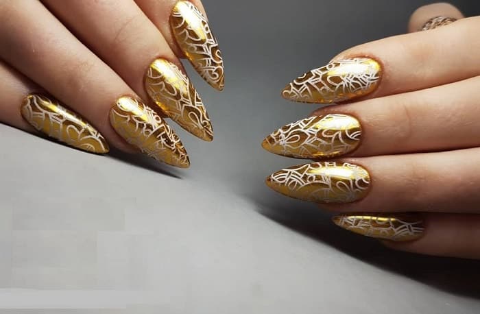 Gold Nails for Prom