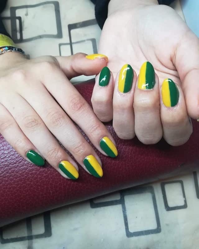 green and yellow nails