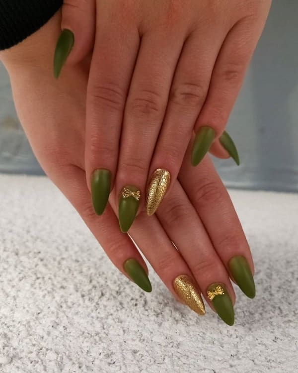 Green Stiletto Shaped Nails