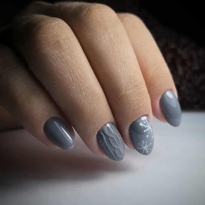 grey snowflake nails