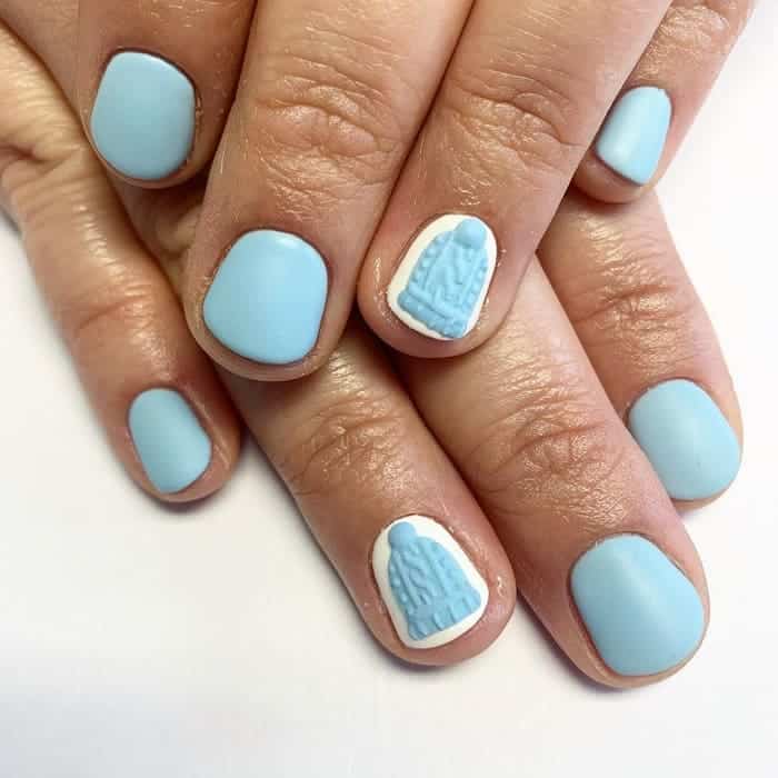 matte light blue nail designs