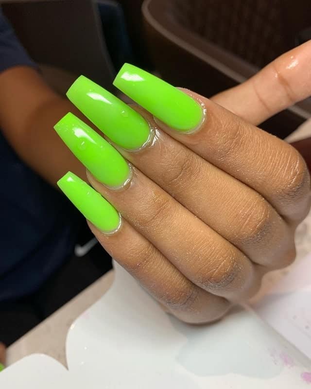 long lime green nails