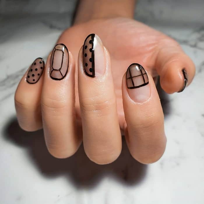 nail design with lines and dots 