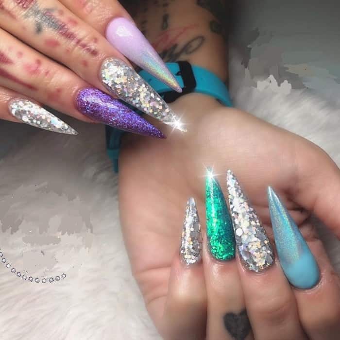 long glitter nails