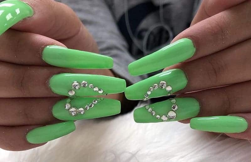 long nail design with diamonds 