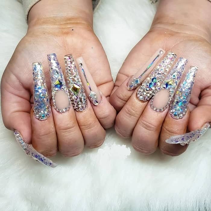 long nails with diamonds