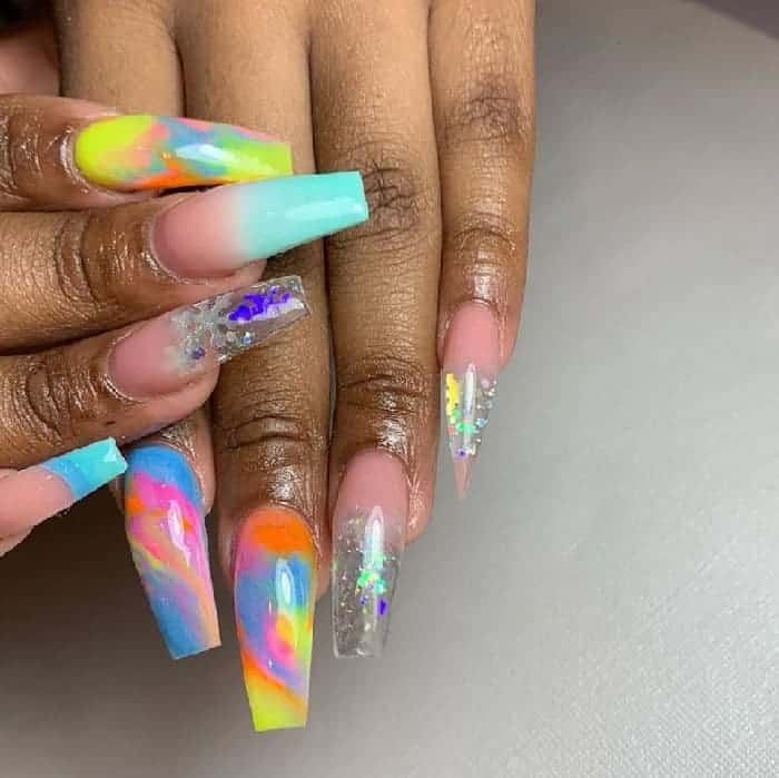 Long Rainbow Nails