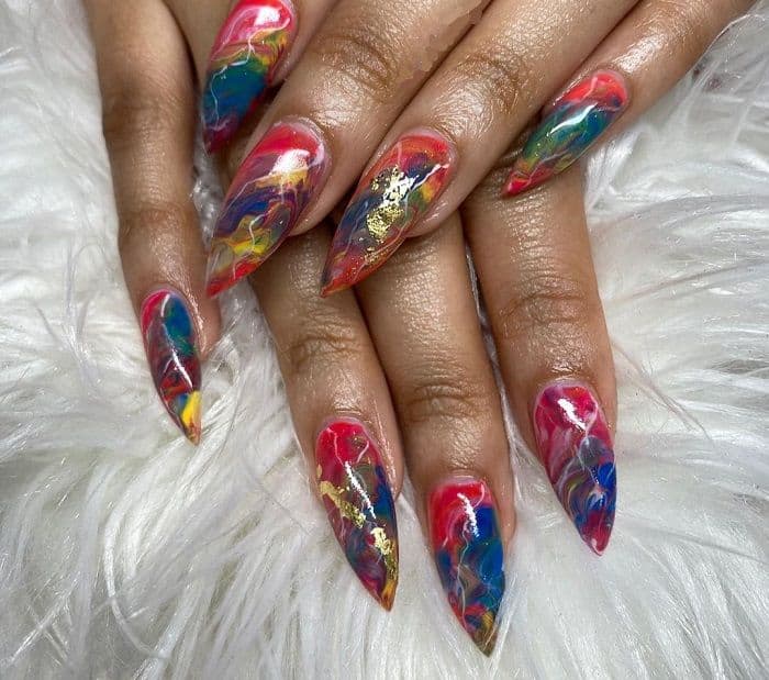 marble stiletto nails