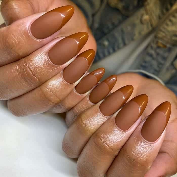 brown matte nails