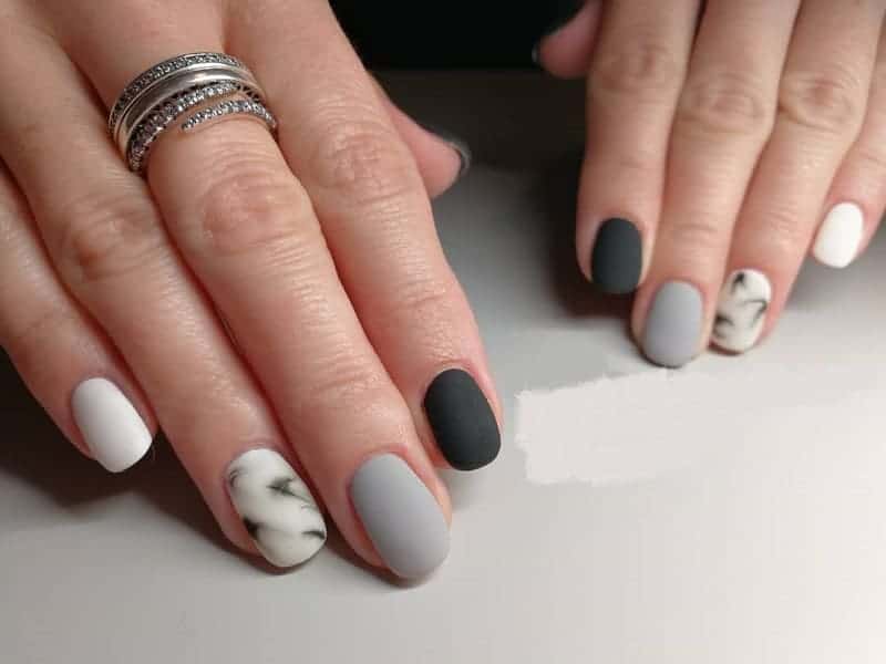 matte marble nail design 