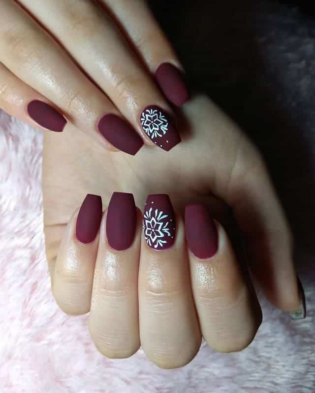 matte maroon nails