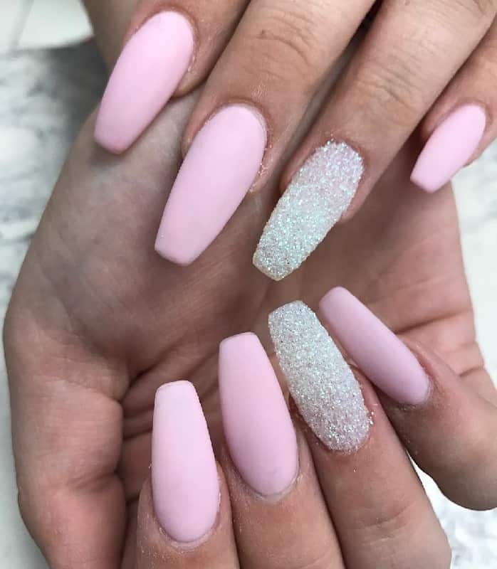 pink matte coffin nails