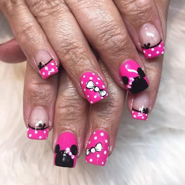 Minnie Mouse French Tip Nails