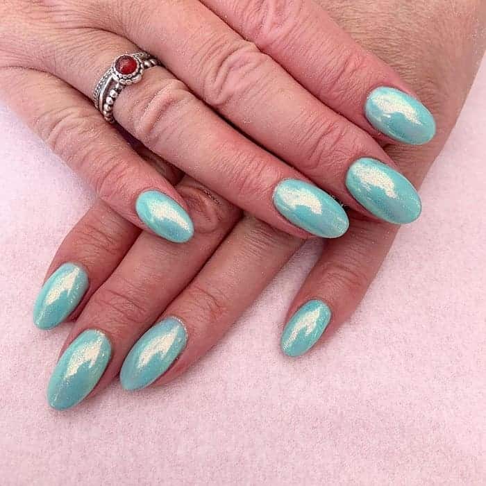 mint green chrome nails