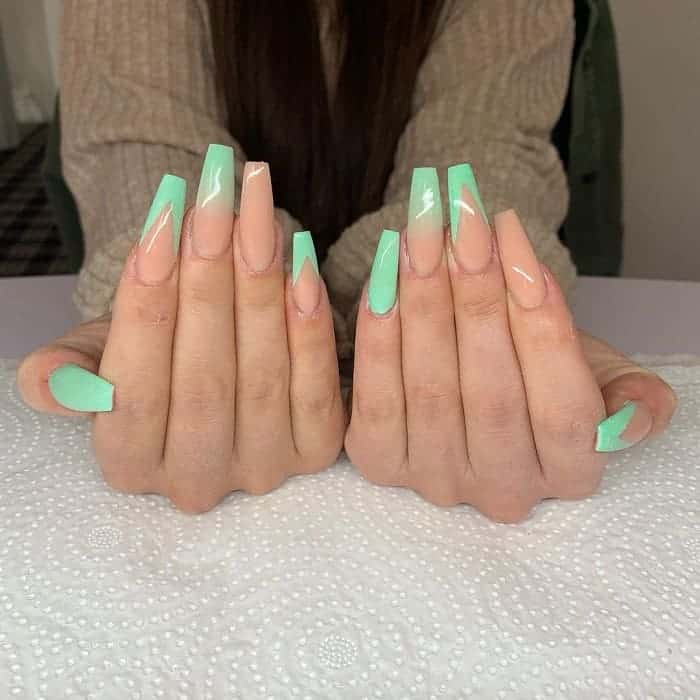 mint green coffin nails