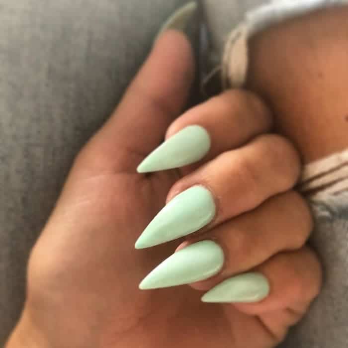 mint green pointy nails 