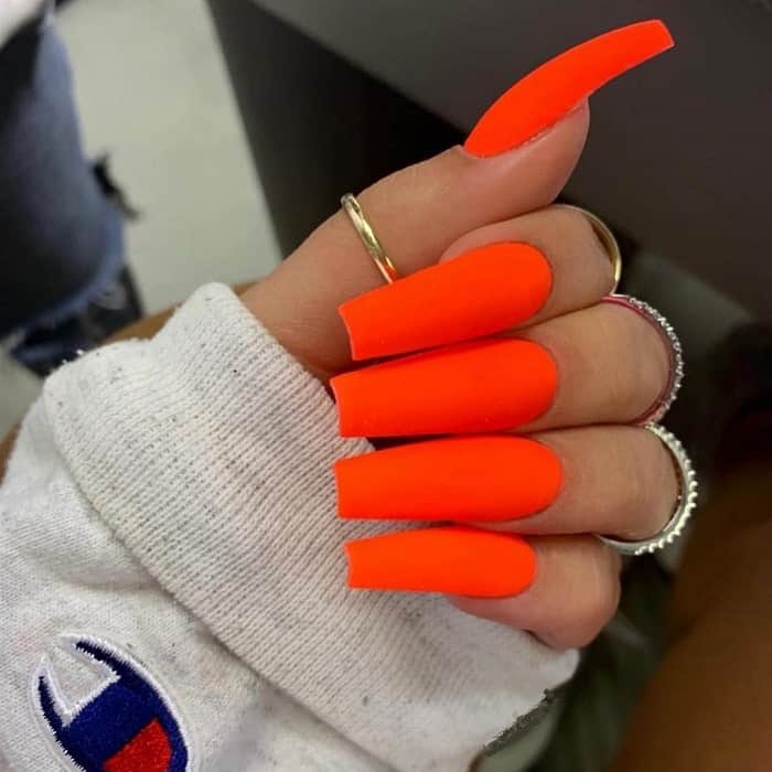 Bold Neon Orange Nails