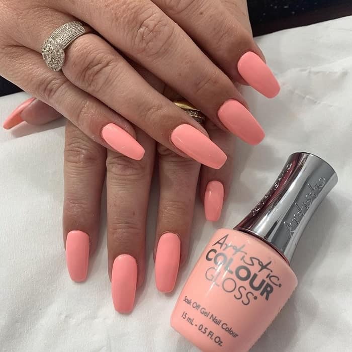 Neon Peach Color Nails