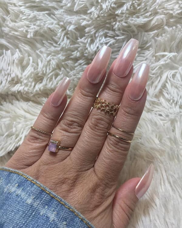 Nude Chrome Nails