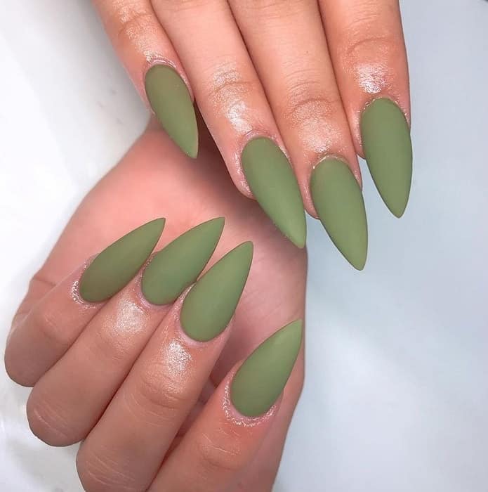 olive matte nails