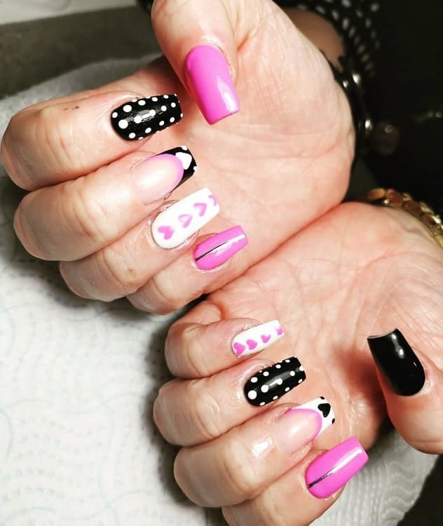 Pink And Black Nails