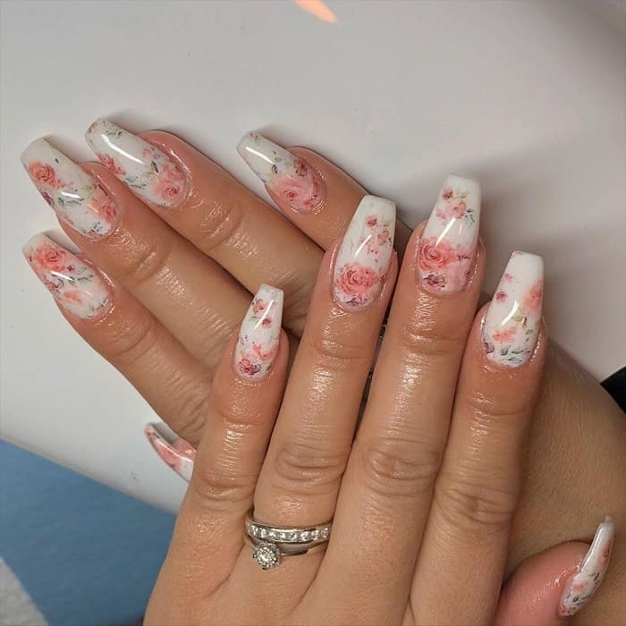 pink and white nail design