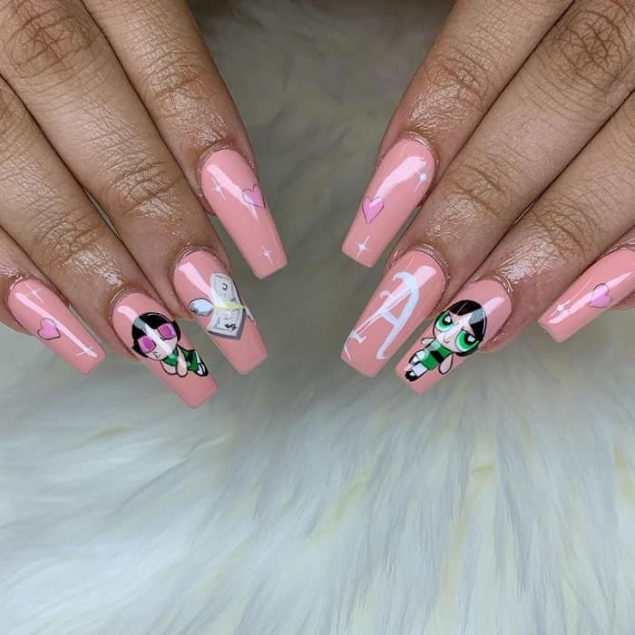 Pink Coffin Nails