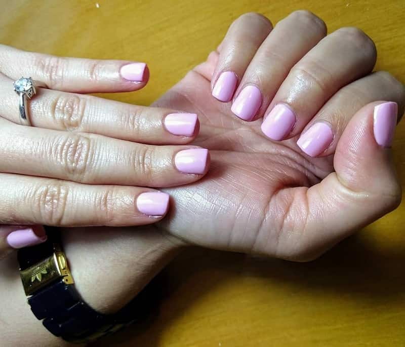 pink shellac nail design