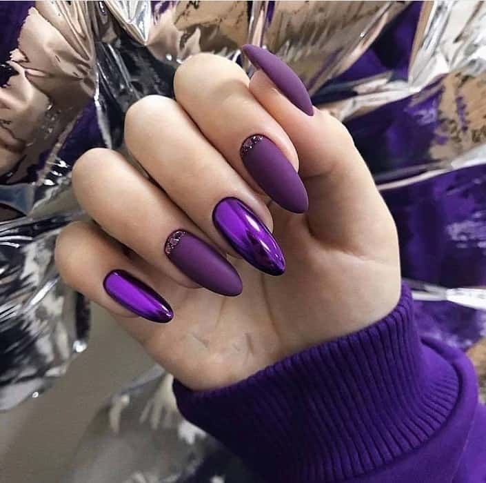 purple almond nail design