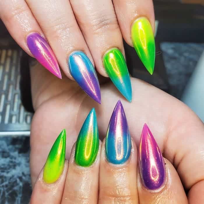 Rainbow Chrome Nails