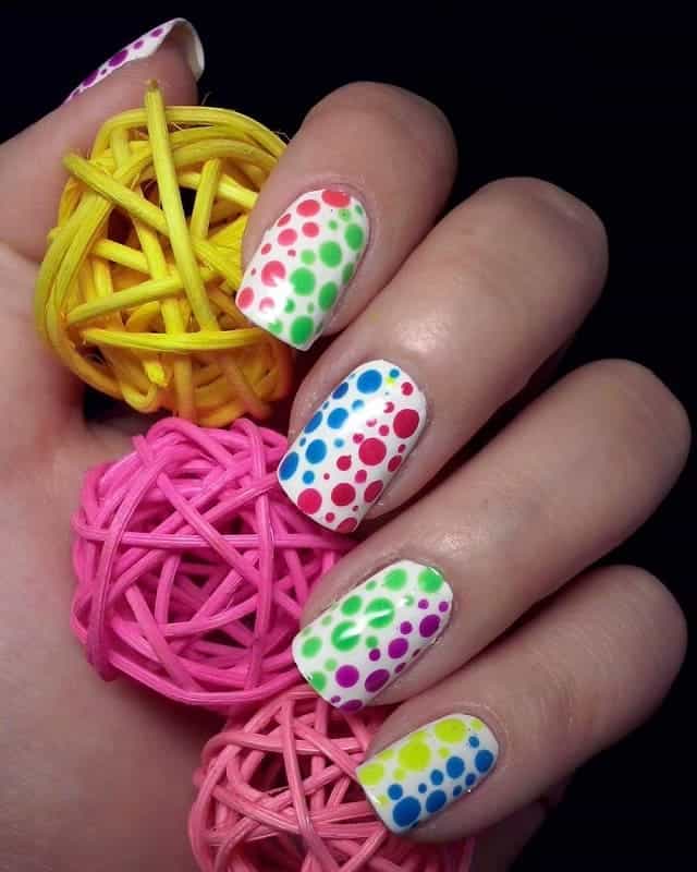 Rainbow Dot Nails