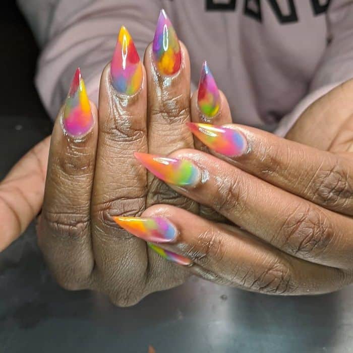 rainbow stiletto nails