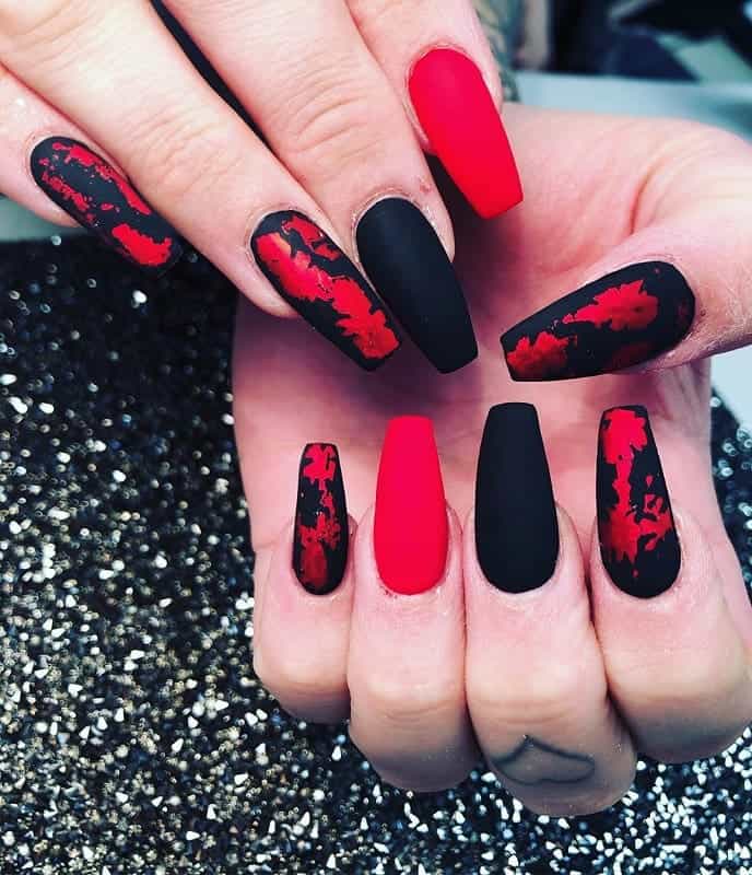 black and red coffin nails