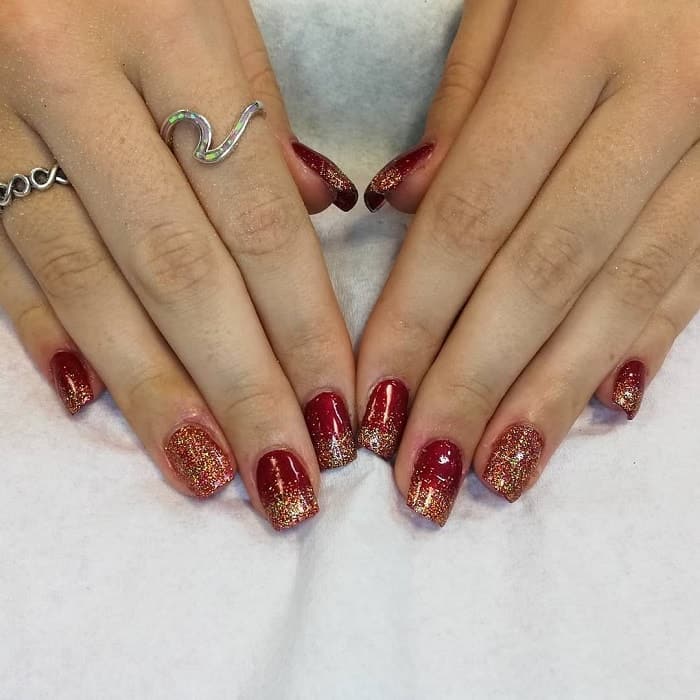 Red And Gold Nail Art