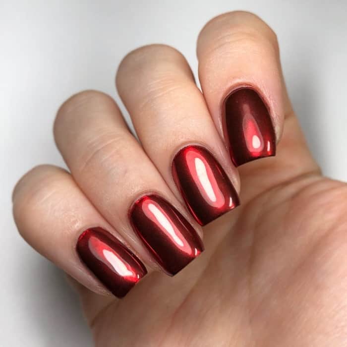 red chrome nails 