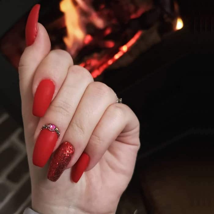 red nexgen nail design