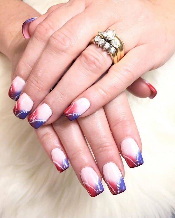 red white and blue nail Art
