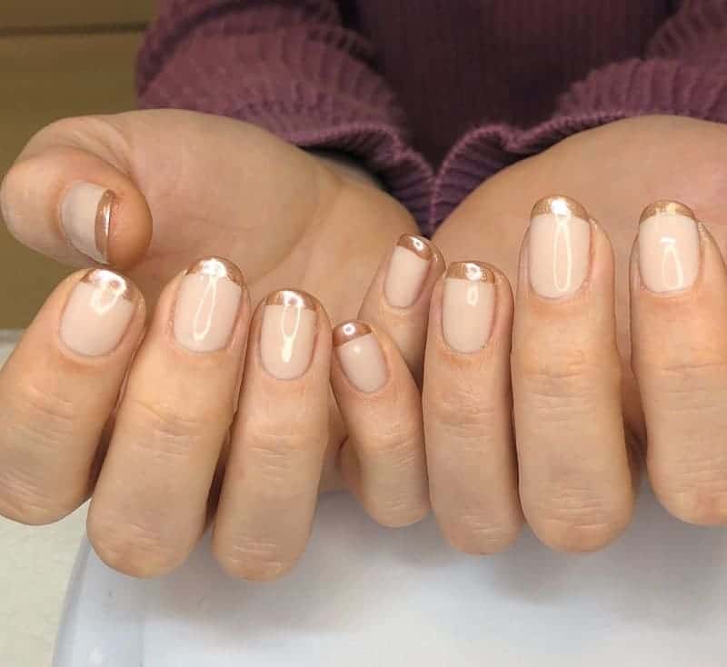 rose gold nails with french tip 