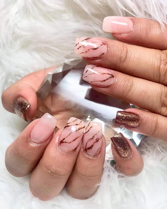 rose gold marble nails
