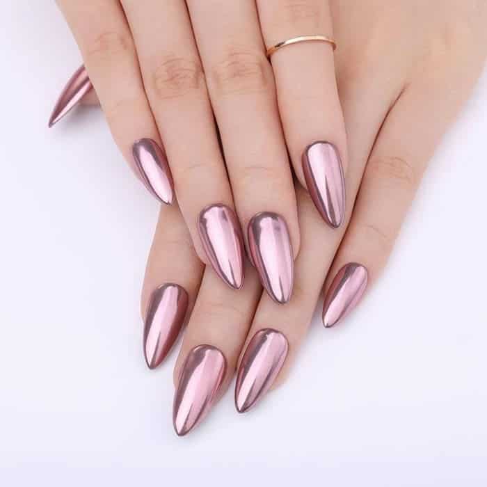 rose gold metallic nail design