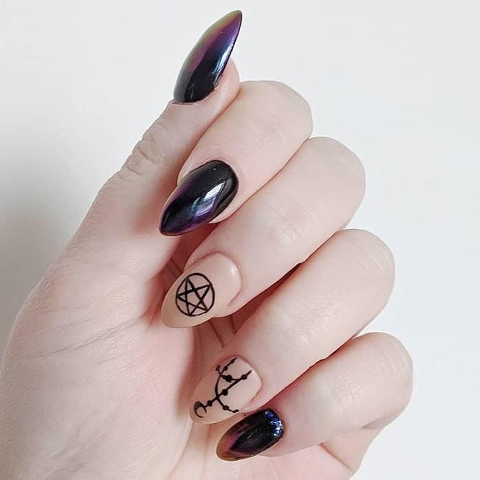 simple goth nail art