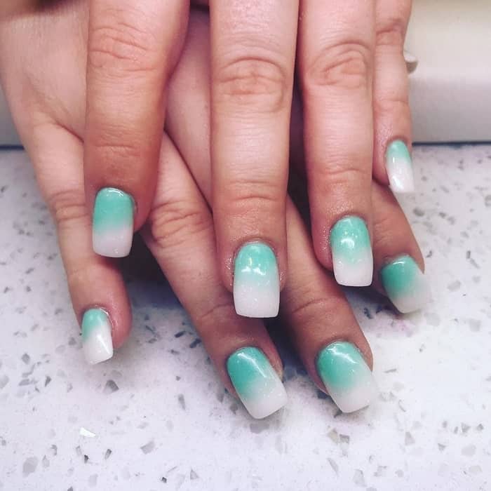 Coolest Tiffany Blue Ombre Nails